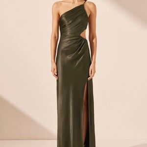 Shona Joy Asymmetrical Gathered Maxi Dress
